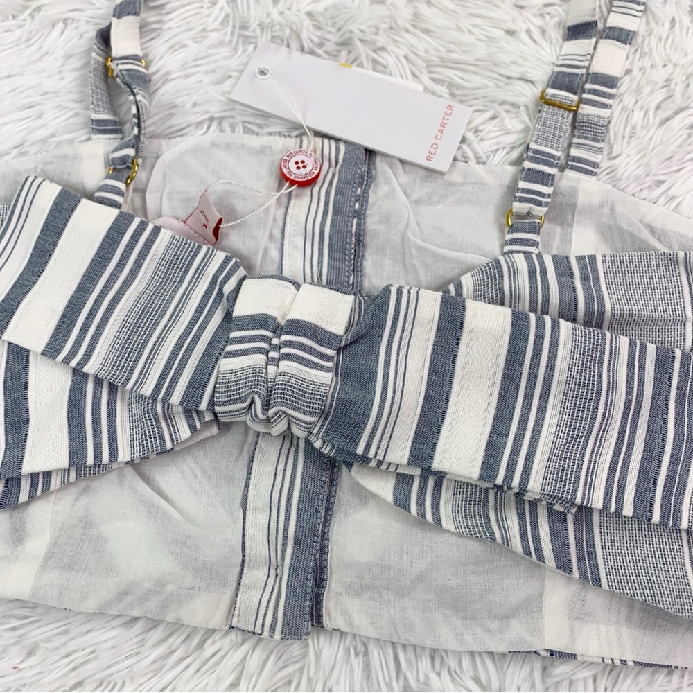 Red Carter NWT Women's striped bow back Crop Top in white blue - Picture 8 of 9